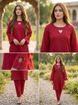 Scarlet Heart – Premium Slub Khaddar 2-Piece Co-Ord Set