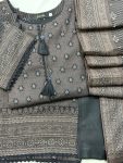 Mocha Geometry – Premium Pashmina 3-Piece Suit