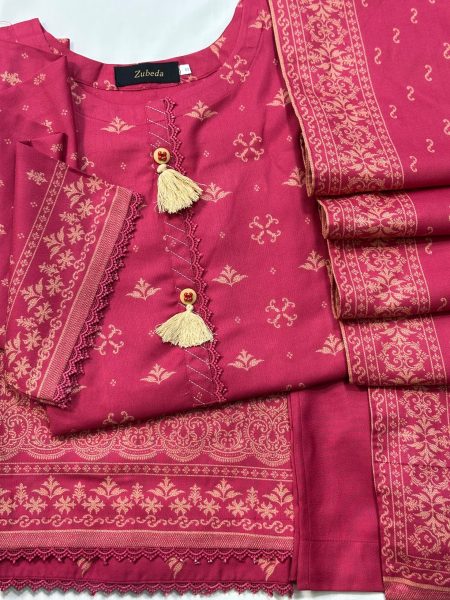 Gharara Rose – Premium Pashmina 3-Piece Suit