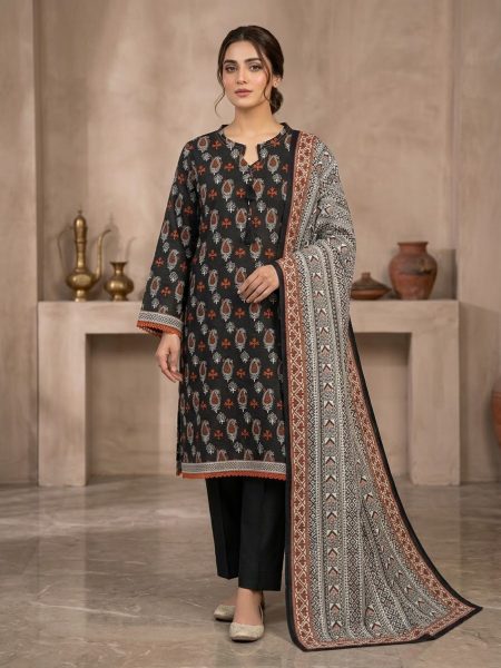 Black & Rust Paisley Khaddar Suit